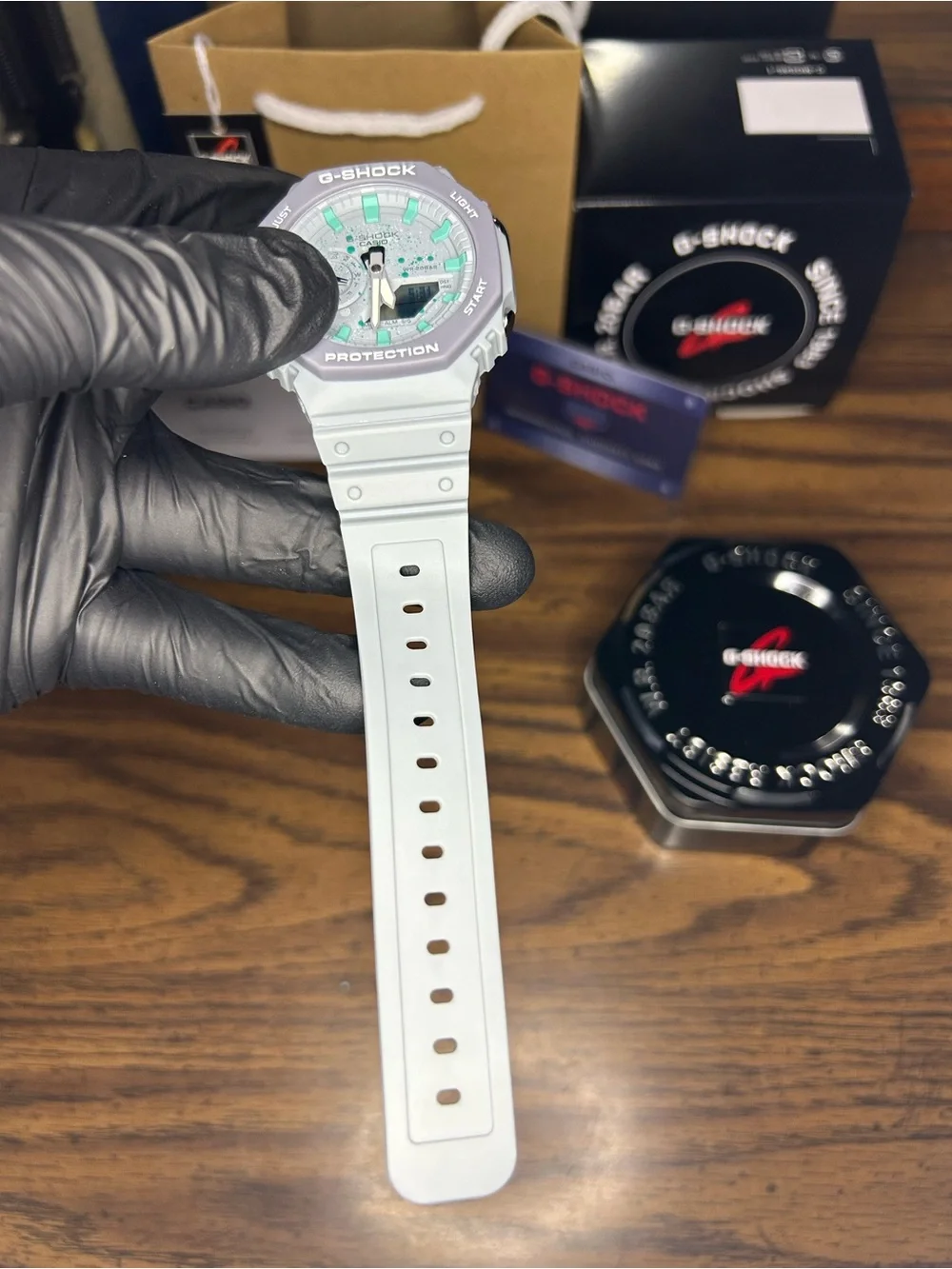 Casio G-Shock Light Gray with Mint Accents Women's Sport Watch